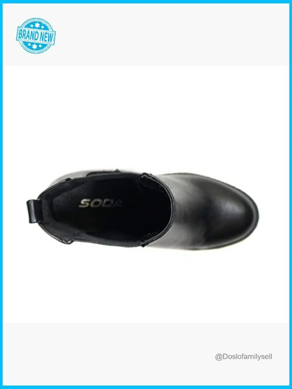 Black Ankle Boot with Lug Sole, Elastic Gore, Block Heel 3.5 inch